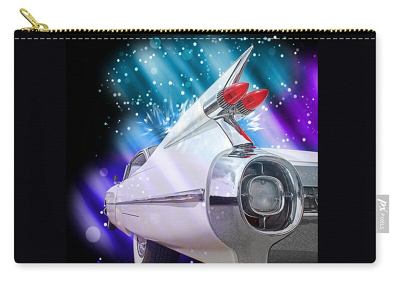 Cadillac Zip Pouch featuring the photograph Cosmic Cadillac by Gill Billington