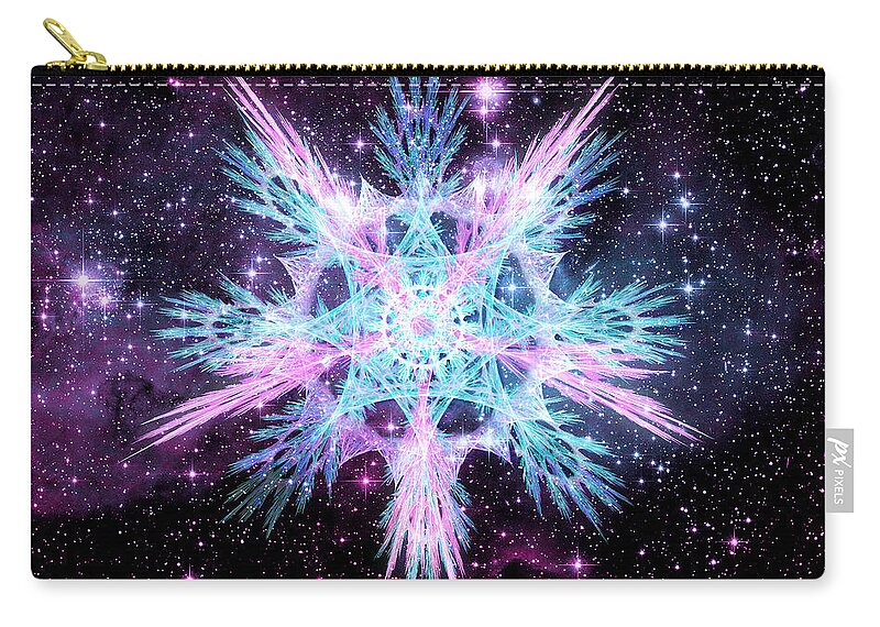 Corporate Zip Pouch featuring the digital art Cosmic Starflower by Shawn Dall