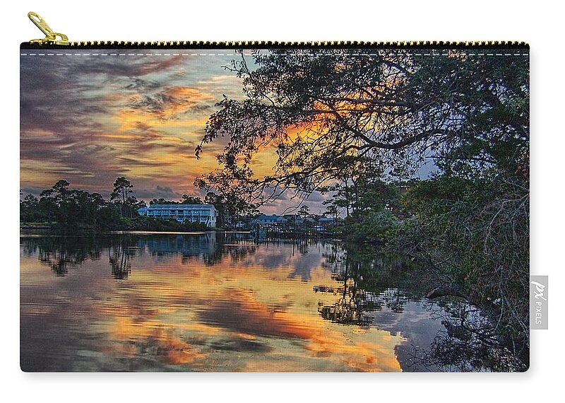 Alabama Zip Pouch featuring the digital art Cotton Bayou Sunrise by Michael Thomas
