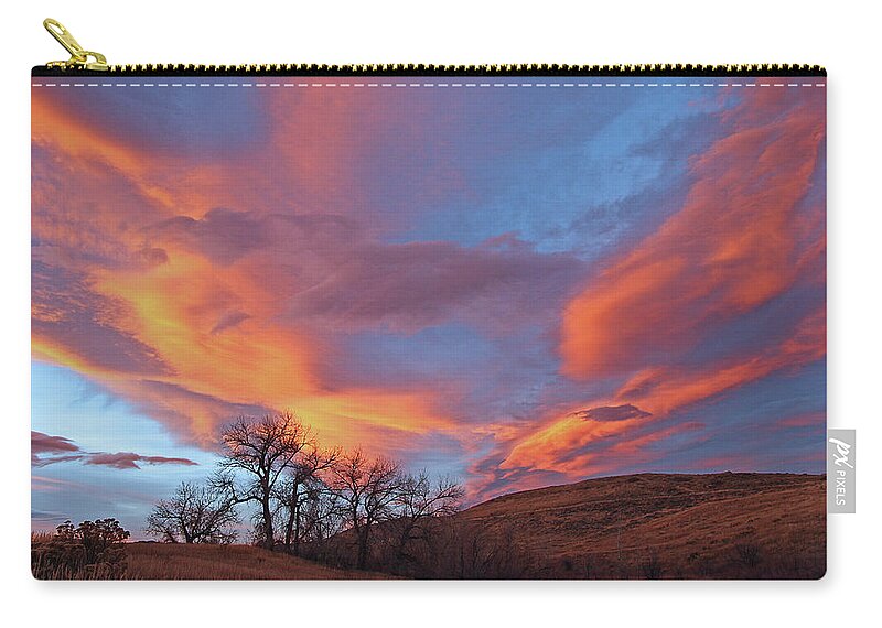 Cottonwood Tree Print Zip Pouch featuring the photograph Cottonwood Sunset by Jim Garrison