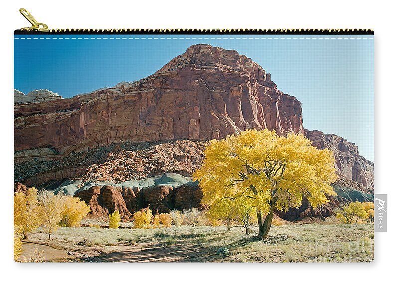 Autumn Carry-all Pouch featuring the photograph Cottonwoods in Fall The CastleCapitol Reef National Park by Fred Stearns
