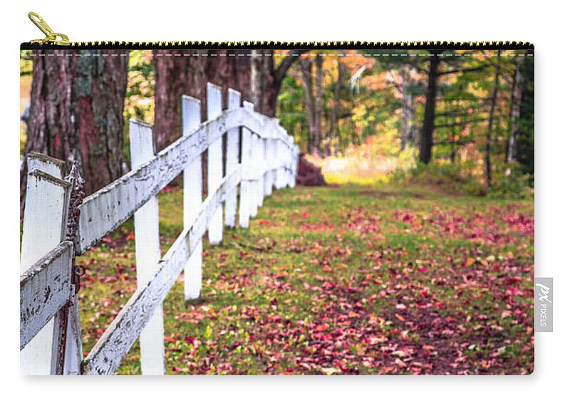 Peachem Zip Pouch featuring the photograph Country Lane Fall Foliage Vermont by Edward Fielding