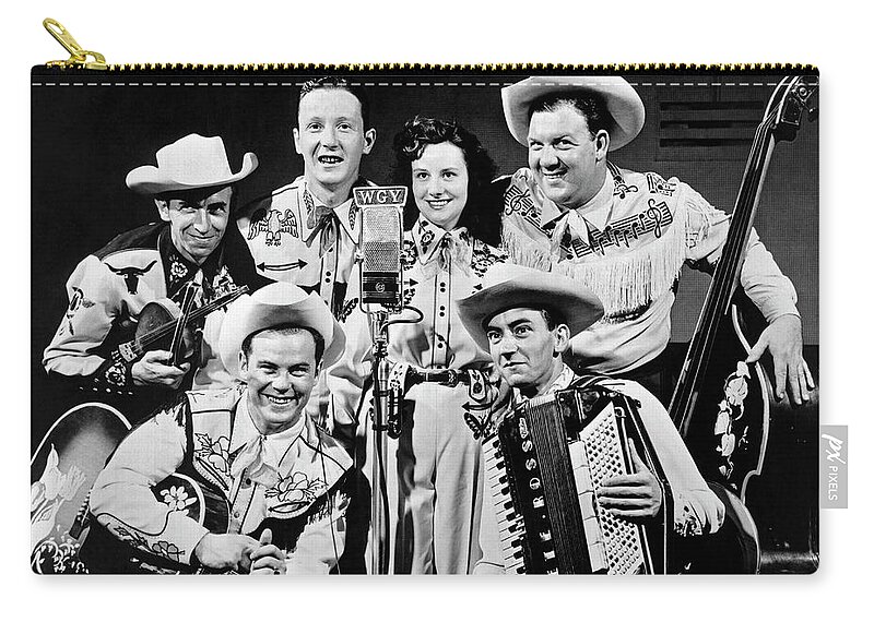 1035-726 Zip Pouch featuring the photograph Country Western Band Broadcast by Underwood Archives