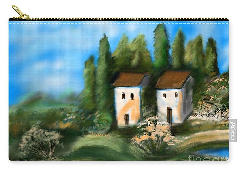 Landscape Zip Pouch featuring the digital art Countryside by Christine Fournier