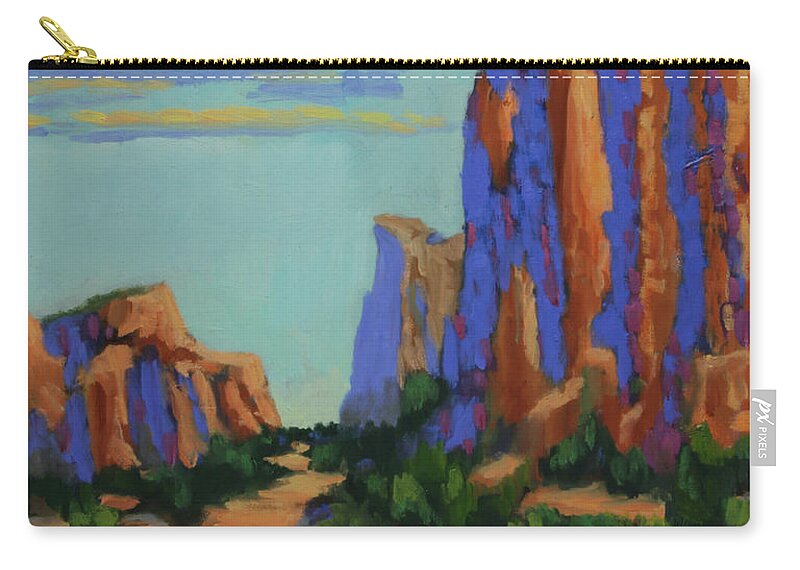 Sedona Carry-all Pouch featuring the painting Courthouse Rock in Sedona by Maria Hunt