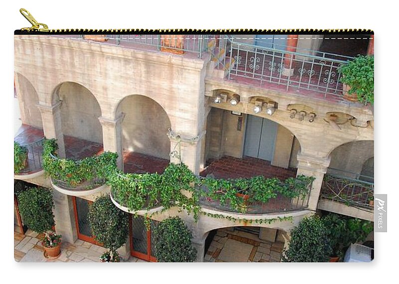 Mission Inn Carry-all Pouch featuring the photograph Courtyard 2 by Amy Fose