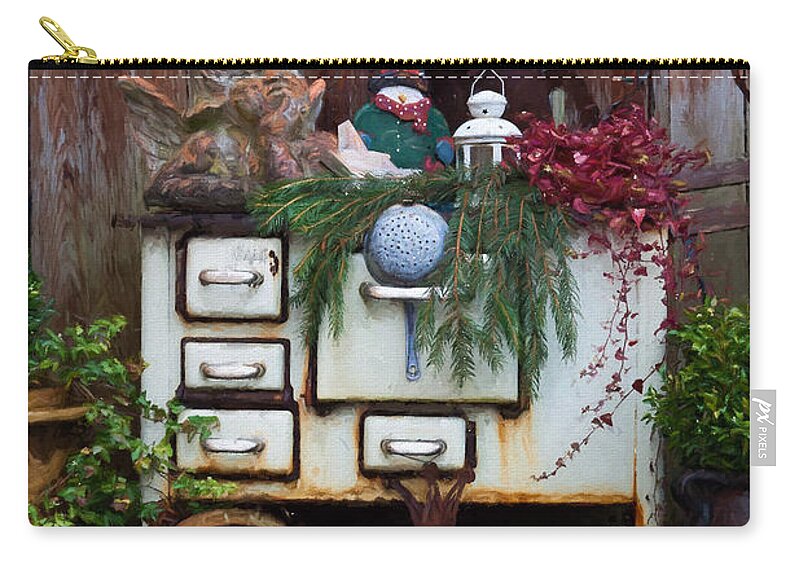 Garden Zip Pouch featuring the photograph Courtyard Decor by Shirley Radabaugh