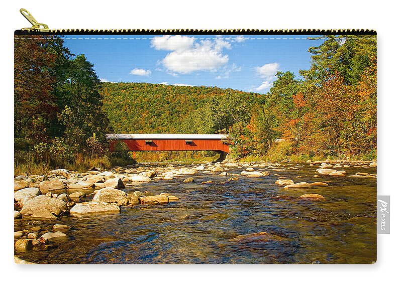 Nature Zip Pouch featuring the photograph Covered Bridge by Ronald Lutz