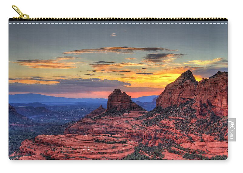 Red Rocks Zip Pouch featuring the photograph Cow Pies Sunset by Alexey Stiop