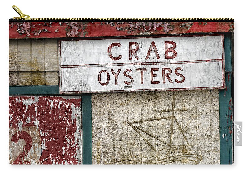 Crab Zip Pouch featuring the photograph Crab and Oysters by Carol Leigh
