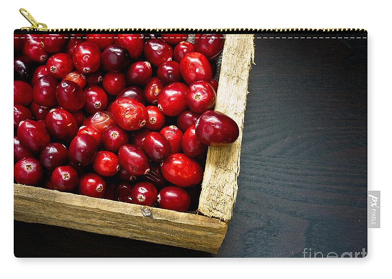 Red Zip Pouch featuring the photograph Cranberries by Edward Fielding