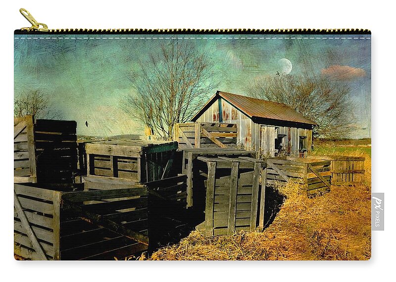 Landscape Zip Pouch featuring the photograph Crates'n Cabin by Diana Angstadt