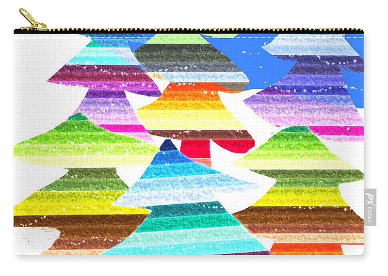 Christmas Zip Pouch featuring the digital art Crazy Christmas Trees by Stephanie Grant