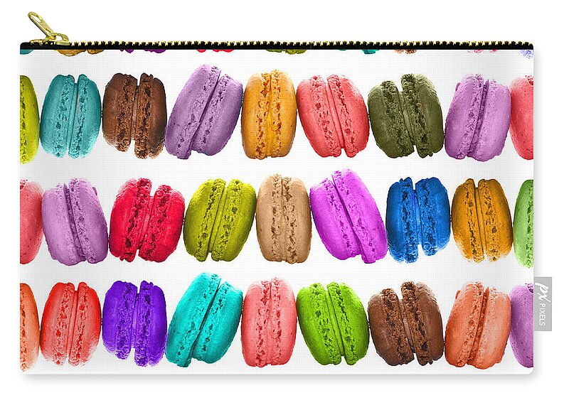 Macarons Zip Pouch featuring the photograph Crazy french colorful macarons by Delphimages Photo Creations