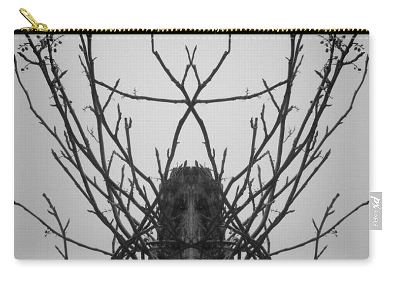 Archetype Zip Pouch featuring the photograph Creature of the Wood BW by David Gordon