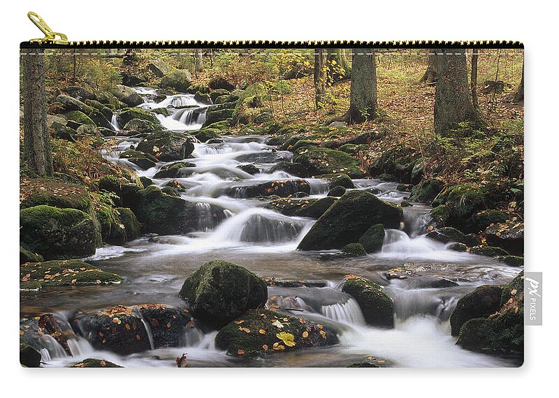 Feb0514 Zip Pouch featuring the photograph Creek Cascading And Forest Bayerischer by Konrad Wothe