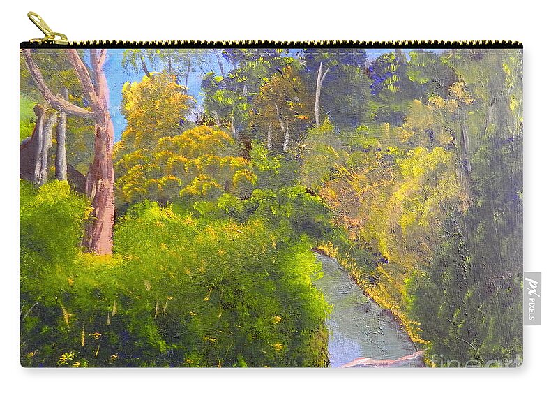 Impressionism Zip Pouch featuring the painting Creek in the Bush by Pamela Meredith