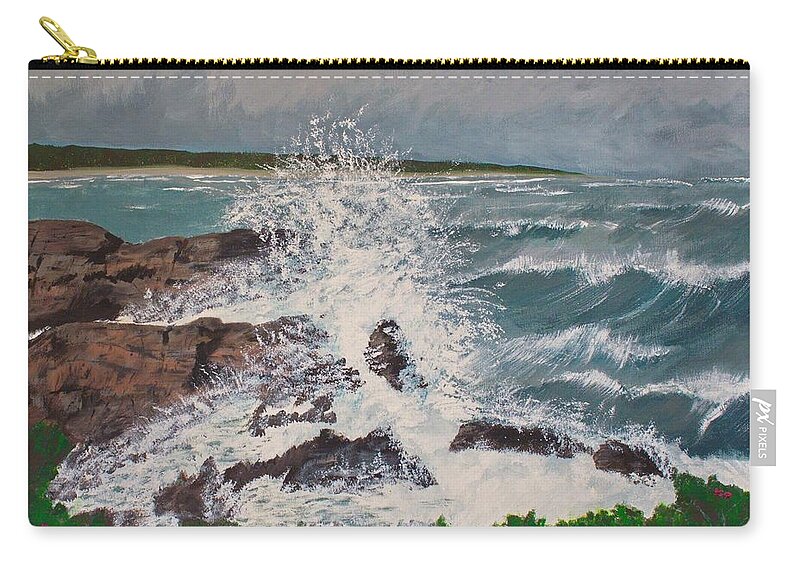 Ocean Landcape Zip Pouch featuring the painting Crescendo by Cynthia Morgan