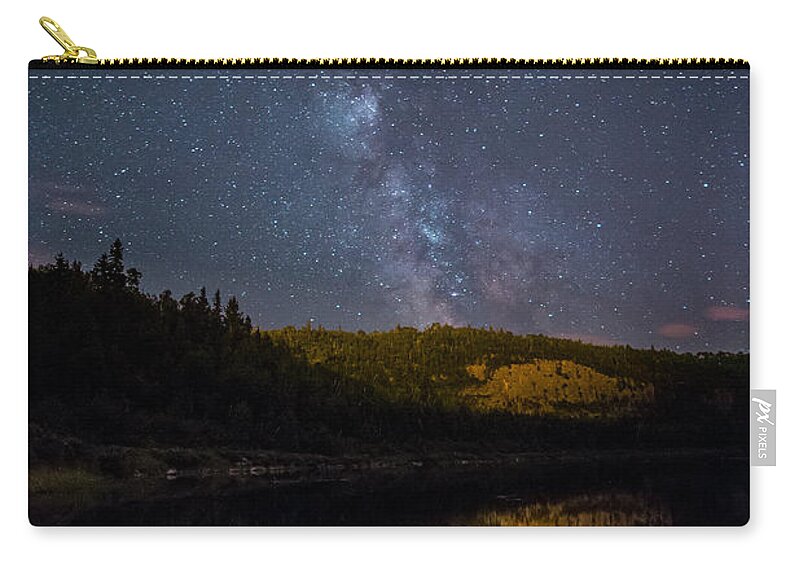 Astrophotography Zip Pouch featuring the photograph Crescent Lake Midnight by Jakub Sisak