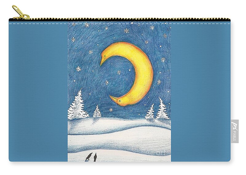 Print Carry-all Pouch featuring the painting Crescent Moon by Margaryta Yermolayeva