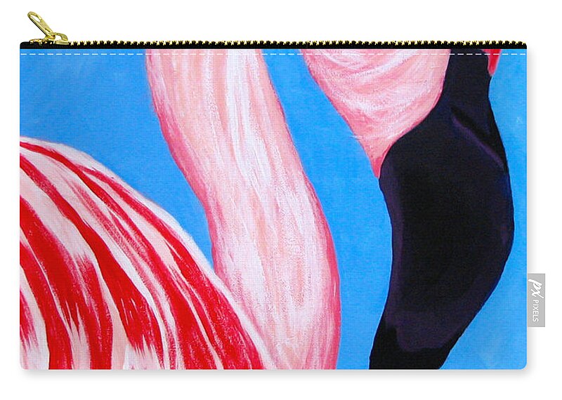 Crimson Flamingo Zip Pouch featuring the painting Crimson Flamingo by Anita Lewis