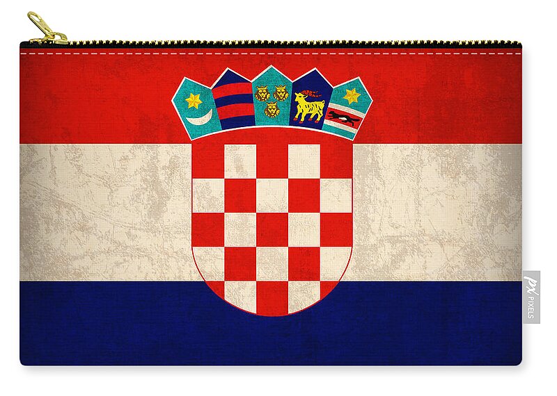 Croatia Carry-all Pouch featuring the mixed media Croatia Flag Vintage Distressed Finish by Design Turnpike