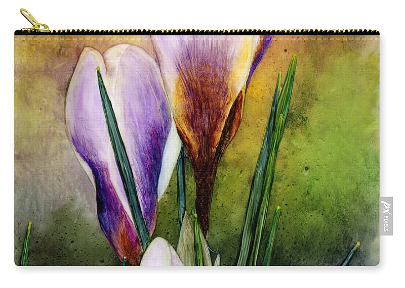 Crocus Zip Pouch featuring the painting Crocus by Hailey E Herrera