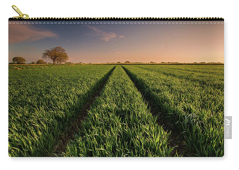 Scenics Zip Pouch featuring the photograph Crop Field At Sunrise by U.knakis Photography