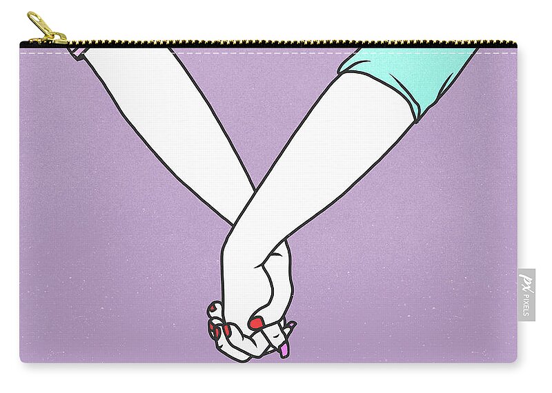 People Zip Pouch featuring the photograph Cropped Hands Of Lesbian Couple Holding by Malte Mueller