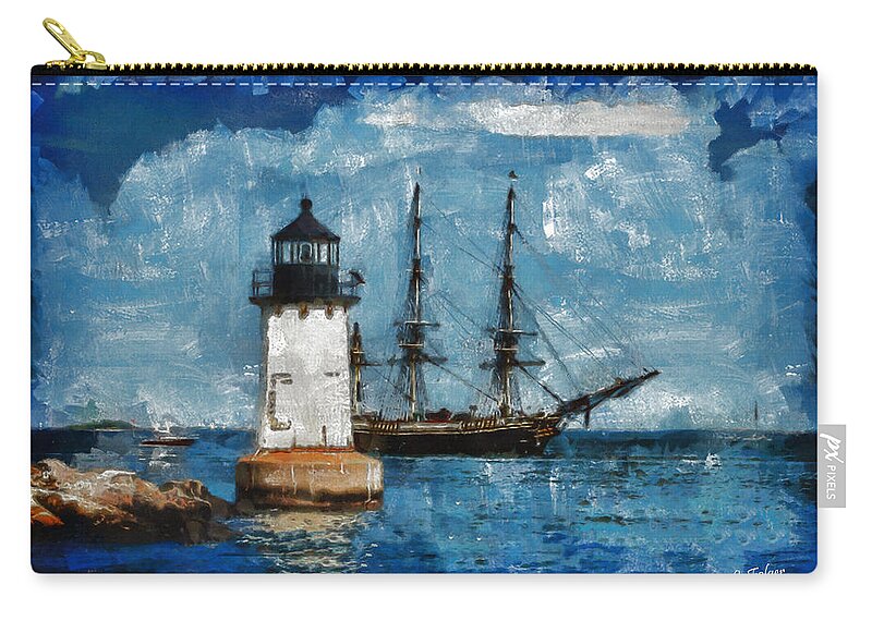 Salem Zip Pouch featuring the photograph Crossing into the harbor by Jeff Folger