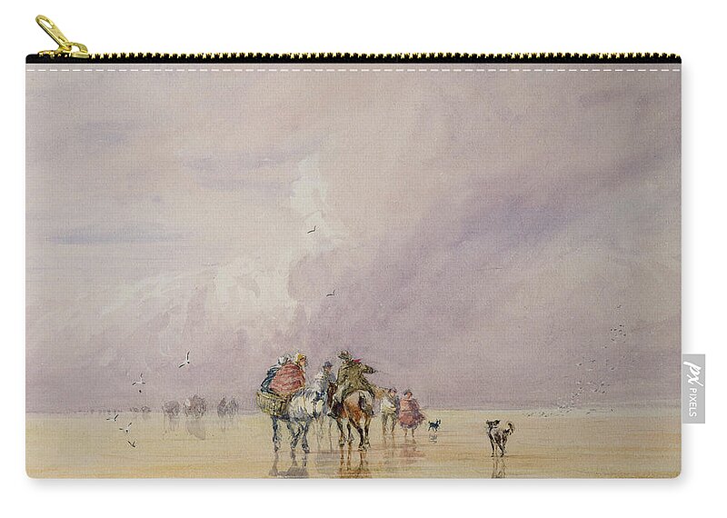 Beach Zip Pouch featuring the painting Crossing Lancaster Sands by David Cox