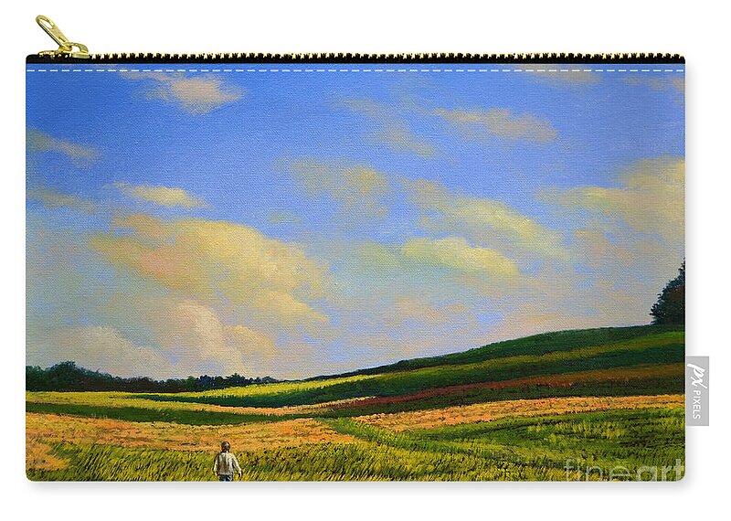 Farm Zip Pouch featuring the painting Crossing the field by Christopher Shellhammer
