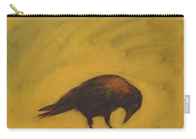 Crow Carry-all Pouch featuring the painting Crow 11 by David Ladmore