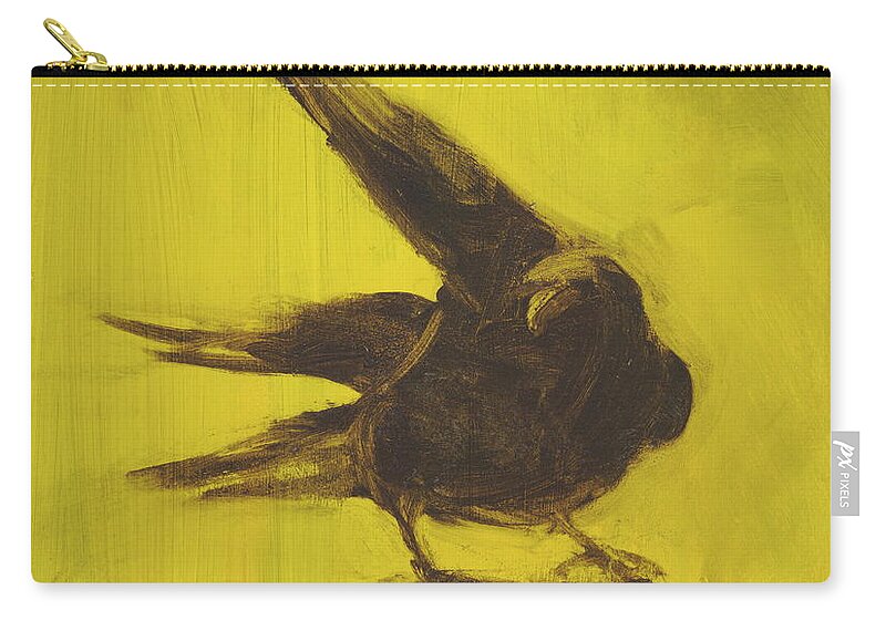 Crow Carry-all Pouch featuring the painting Crow 2 by David Ladmore