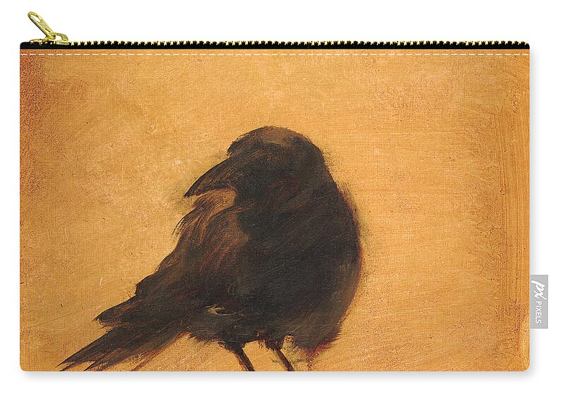 Crow Zip Pouch featuring the painting Crow 9 by David Ladmore