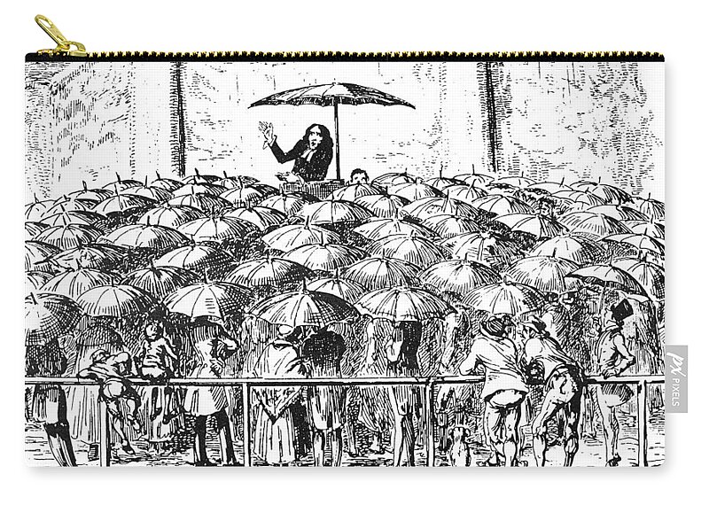 19th Century Zip Pouch featuring the painting Cruikshank Umbrellas by Granger