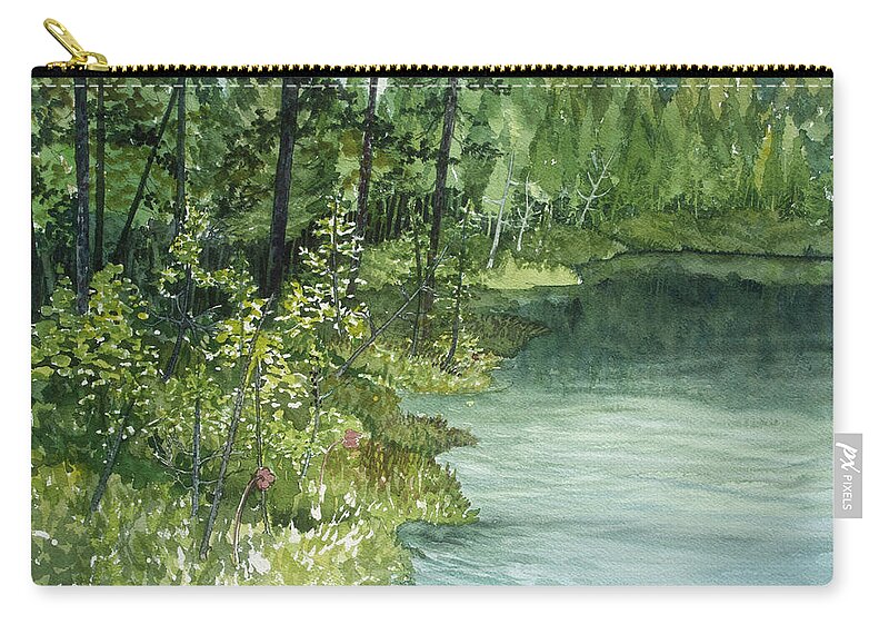 Plein Air Zip Pouch featuring the painting Crystal Bog by Helen Klebesadel