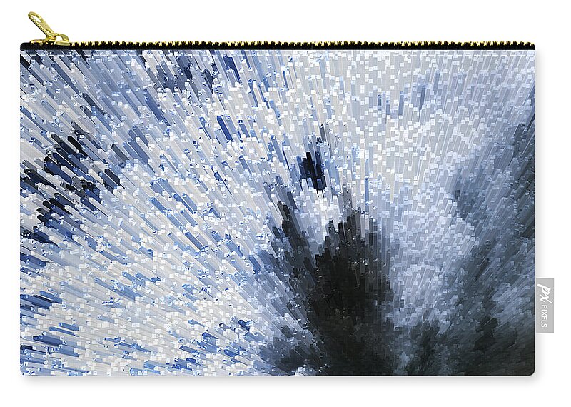 Black And White Zip Pouch featuring the painting Crystal Star - Black And White Abstract Art by Sharon Cummings by Sharon Cummings