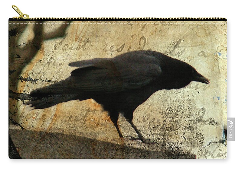 Blackbird Zip Pouch featuring the digital art Curious Crow #1 by Gothicrow Images