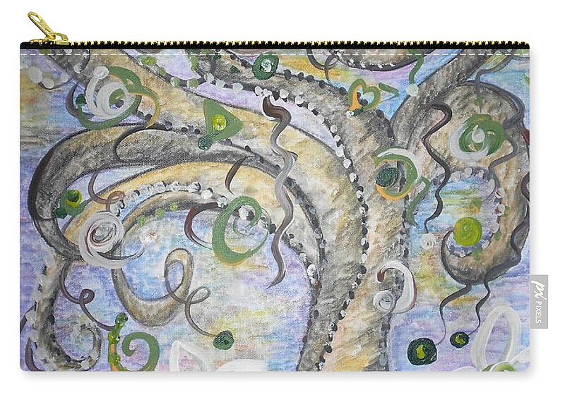 Soft Zip Pouch featuring the painting Curly Tree in Fantasy Land by Eloise Schneider Mote