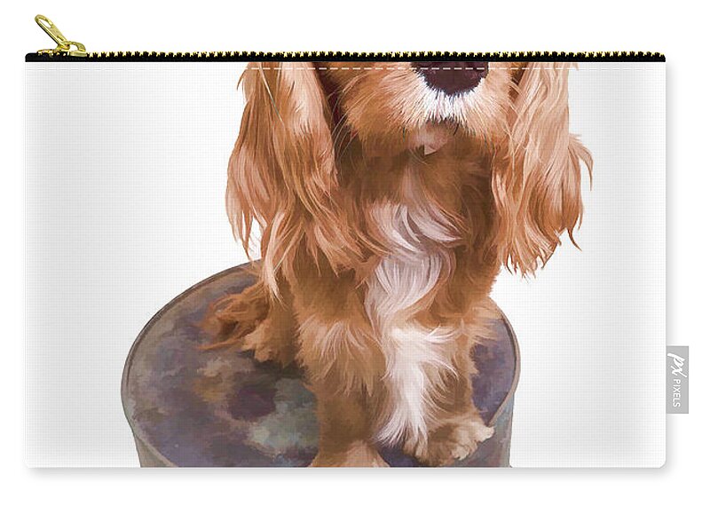 Puppy Zip Pouch featuring the photograph Cute Puppy Card by Edward Fielding