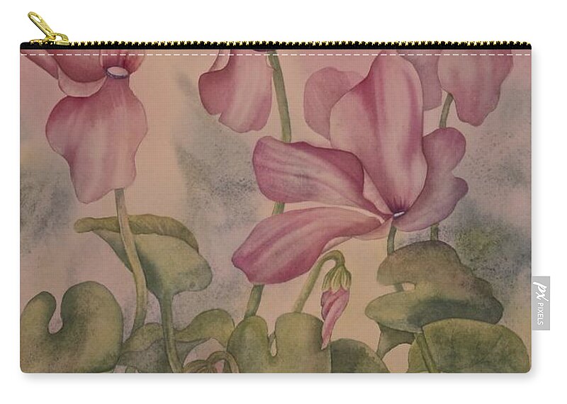 Cyclamen Carry-all Pouch featuring the painting Cyclamen by Heather Gallup