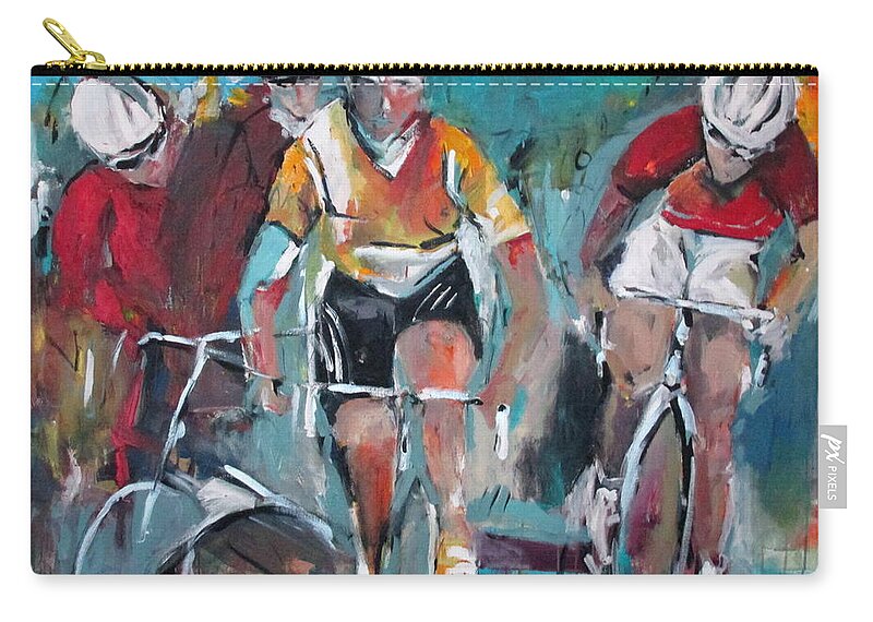 Cycling Zip Pouch featuring the painting Cycling Trinity by John Gholson