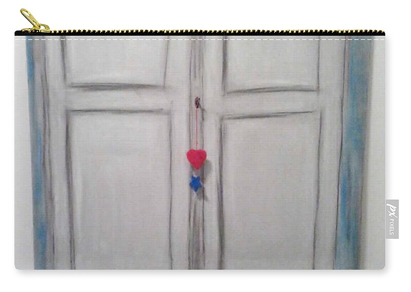 Abstract Painting Strcutured Mix Zip Pouch featuring the painting D1 - door by KUNST MIT HERZ Art with heart