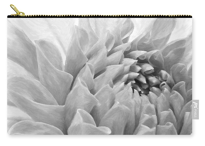 White Dahlia Zip Pouch featuring the photograph Dahlia Petals - Digital Pastel Art Work by Sandra Foster