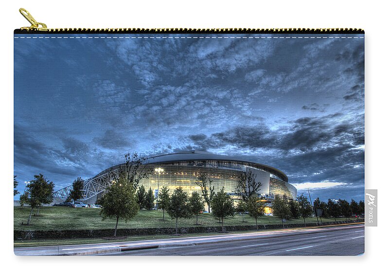 Dallas Cowboys Zip Pouch featuring the photograph Dallas Cowboys Stadium by Jonathan Davison