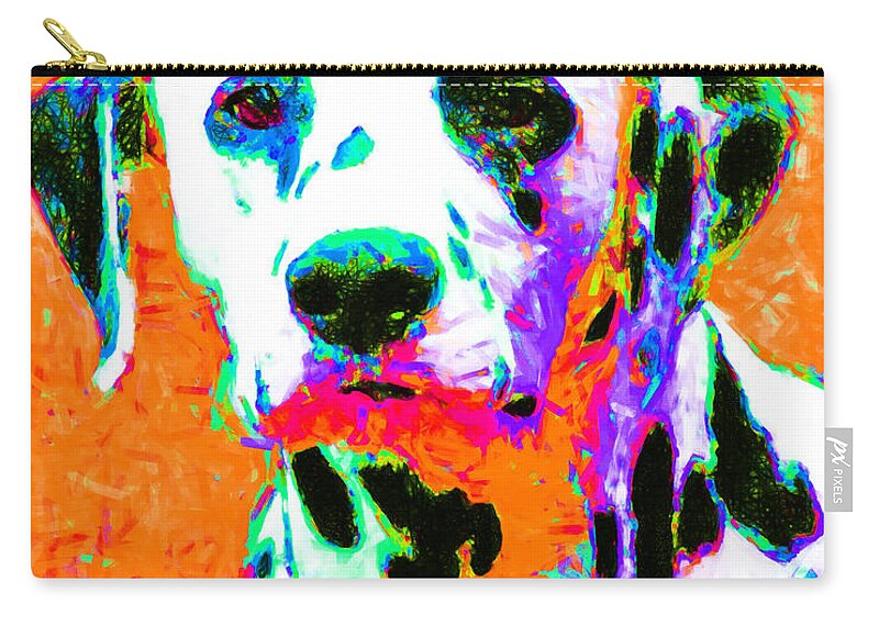Animal Zip Pouch featuring the photograph Dalmation Dog 20130125v2 by Wingsdomain Art and Photography