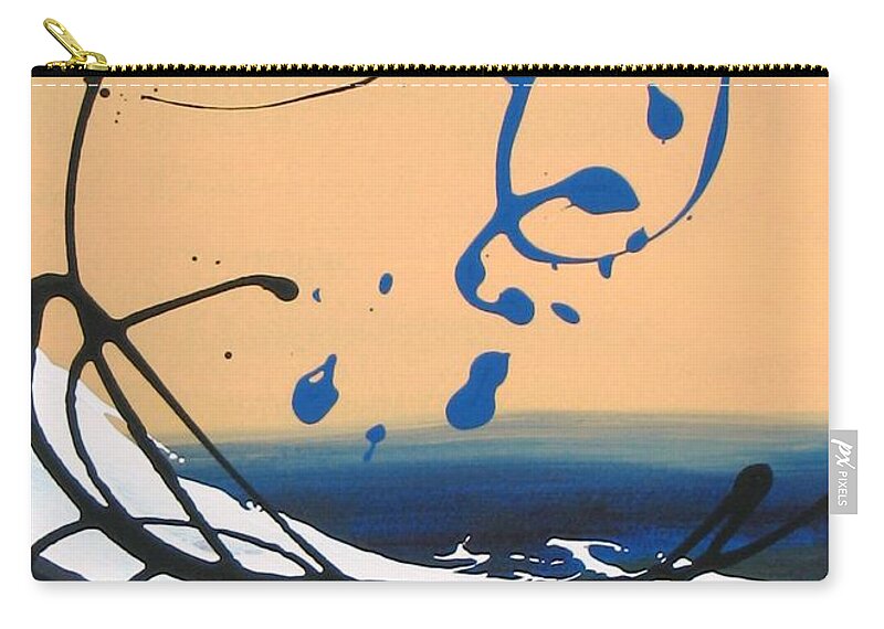 Abstract Zip Pouch featuring the painting Dancing Berries - Blue by Louise Adams