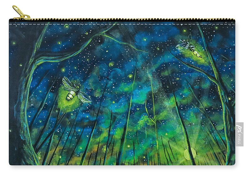 Lightning Bugs Carry-all Pouch featuring the painting Dance The Night Away by Joel Tesch