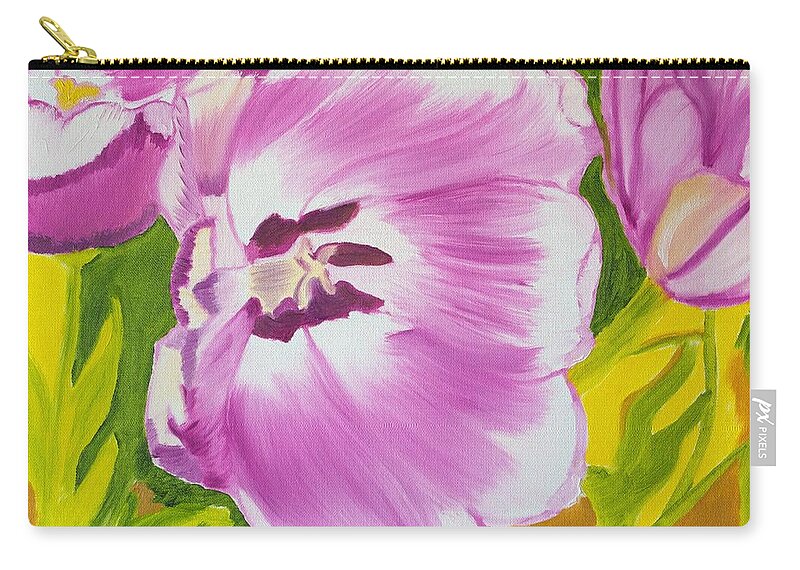 Tulips Zip Pouch featuring the painting Dance With Me by Meryl Goudey